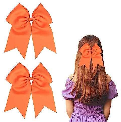 Nideen Lot de 2 grands nœuds à cheveux pour femmes et filles – 20,3 cm – Pinces à cheveux en ruban orange