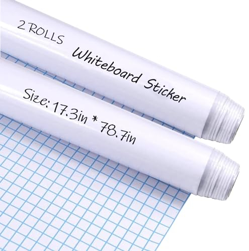 Lot de 2 Tableau Blanc Sticker Tableau Adhésive et Amovible Décoller Whiteboard DIY pour Les Enfants Ecole Bureau 44x200cm