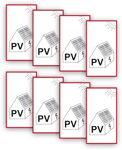 GOSHIES Adesivo per impianto fotovoltaico/batteria, Pellicola autoadesiva, 10 x 20 cm, 8 pezzi, Black, Resistente alle intemperie, Permanent