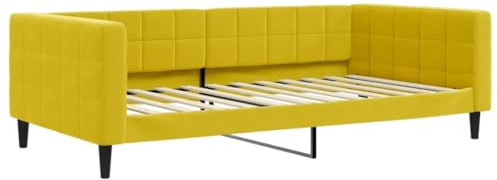 vidaXL Tagesbett, Gästebett 2-in-1, Sofabett Schlafsofa für Schlafzimmer Wohnzimmer, Bettsofa Sofa, Modernes Design, Gelb 100x200cm Samt