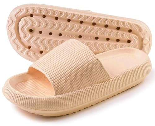 TOPALL Ciabatte Donna Estive,Ciabatte Doccia Piscina Uomo/Donna,Antiscivolo Gomma Pantofole Sandali Mare Donna Comode da Casa Pillow Cloud Slippers Slides(Cachi-Estive,38/39)