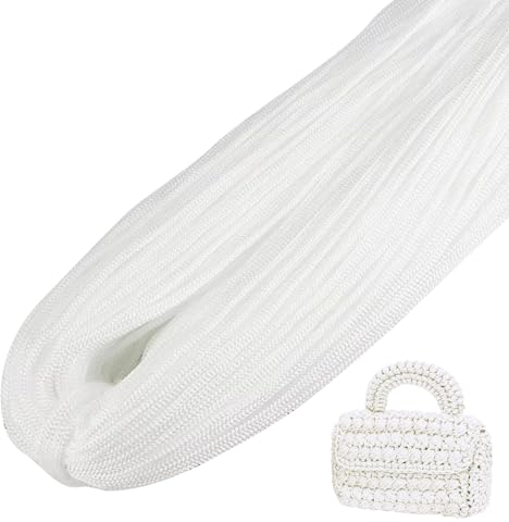 LEREATI Polyester Garn, Makramee Garn 3mm x 200m Polyester-Seil Polypropylen-Kordel Makramee Schnur Geflochten für Handtasche, Häkeltasche, Strickwaren, Wohndekorationen (Weiß)