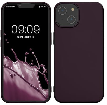 kwmobile Case kompatibel mit Apple iPhone 14 Hülle - Schutzhülle aus Silikon metallisch schimmernd - Handyhülle Metallic Brombeere