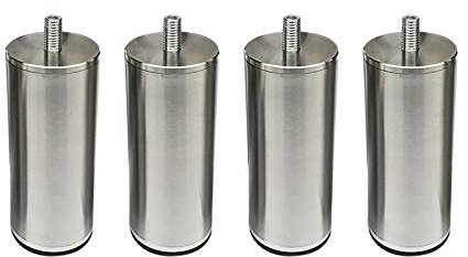 M10-Gewindestange, Möbelbeine aus massivem gebürstetem Edelstahl, Sofabeine aus Metall, Bettbeine, Küchen- und Badezimmerschrankbeine, Tischbeine aus Glas, mit rutschfester Unterlage, 4 Stück (27,4 cm