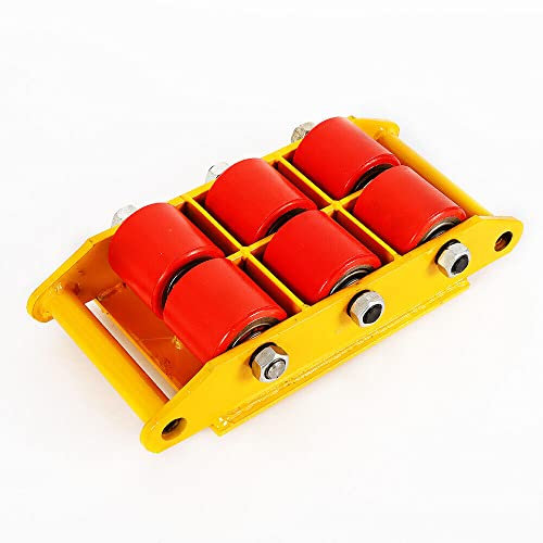 8T Panzerrollen, 360° Drehung Schwerlastrolle Transportfahrwerk Industrieroller Transportrolle Roller Maschinen Kohlenstoffstahl Transporthilfe Schwerlastmaschinen Schwerlastrollen (8T, Gelb)