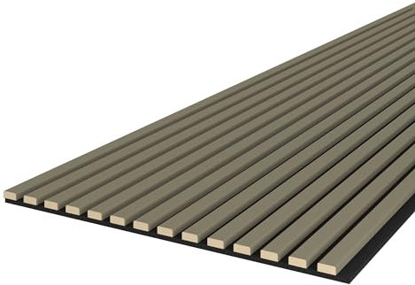 Leiste24 Akustikpaneel - Lamellenverkleidung - Wandverkleidung - 2.400 x 600 mm - Akustikfilz Schwarz - Lamellendekor Olive