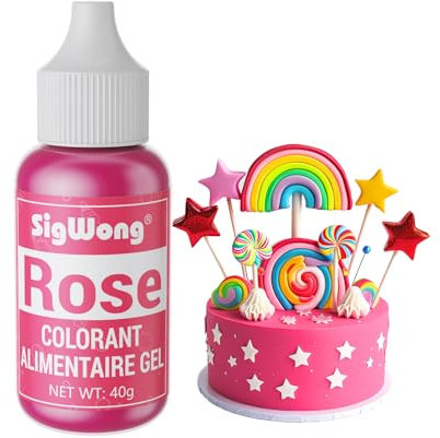 Colorant Alimentaire Gel, 40g Colorant Alimentaire Concentré pour GâTeaux, Cuisson, DéCoration, Comestible Inodore Peinture Alimentaire pour Slime, Fondant, Biscuits, Sans Goût-Rose