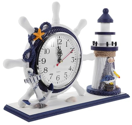 ULDIGI 1Pc Leuchtturm Uhr Wohnzimmer Desktop Ornamente Haushaltsuhr Stil Ornamente