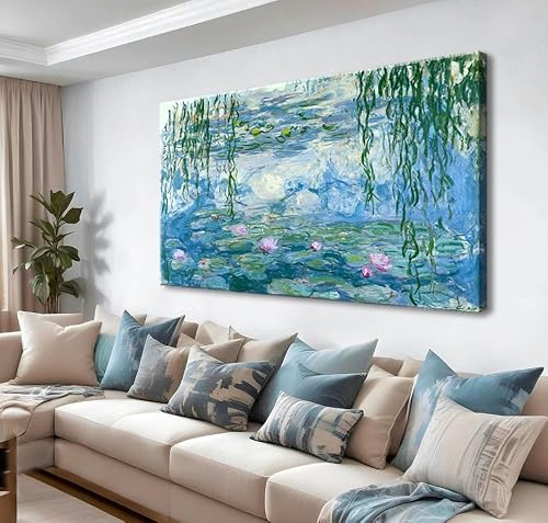 Claude Monet Kunstdruck auf Leinwand, Motiv: Seerosen, klassischer Kunstdruck mit gerahmtem Gemälde für Zuhause, Büro, Wanddekoration, 61 x 91,4 cm