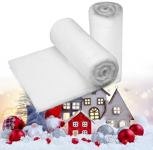 iSamzan 2 coperte di neve finta, 9 x 2,3 m, morbida neve artificiale per decorazioni dell'albero di Natale, accessori per villaggio di Natale, runner da tavola