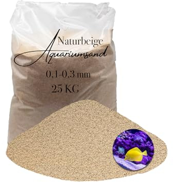 Aquagran Aquariumsand Aquariumkies beige im 25 kg Sack, kantengerundet, gewaschen, ungefärbt 0,1-0,3 mm