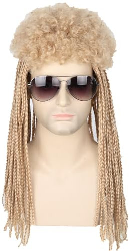 Topcosplay Reggae Perücke mit Dreadlocks Rastafari Perücke Damen Herren Perücke Karneval Fasching Halloween (Blond)