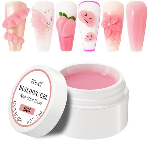 EODCI Gel de construction solide, 15 g, rose nude, pour les ongles, non-collants, extensions d'ongles, gel dur, pour sculpture, manucure, salon 3D