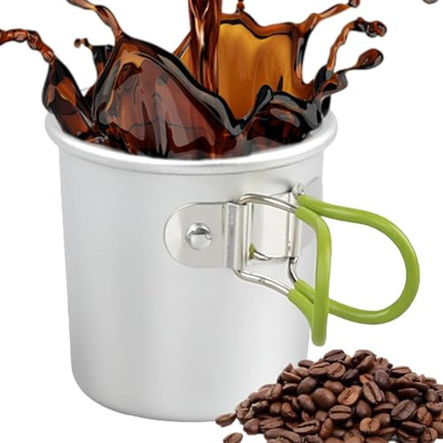 Tasse à café de camping - Tasse de camping, tasses à café avec poignée pliable, gobelet polyvalent | Tasse en titane d'extérieur, poignée pliable, tasse à eau, camping, randonnée, titane, compact et
