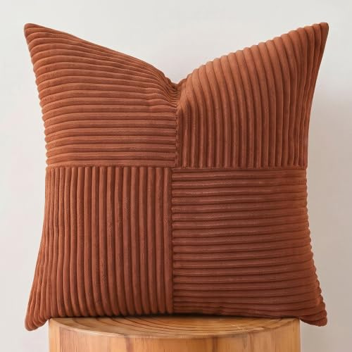 FDTERN 1 Stück Rostrot Kissenbezug 80x80 cm Weich Kordsamt Kissenbezüge Kissenhülle Dekokissenbezug Sofakissen Dekokissen Boho Deko für Sofa Schlafzimmer Wohnzimmer Balkon (Ohne Kissenfüllung)