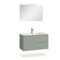 AQA DESIGN Mobile da Bagno VENERE in MDF Cannettato, 4 Pezzi, Base Sospesa 100 cm con 2 Cassetti, Lavabo in Ceramica, Specchio, Lampada LED, Made in Italy (Verde salvia)