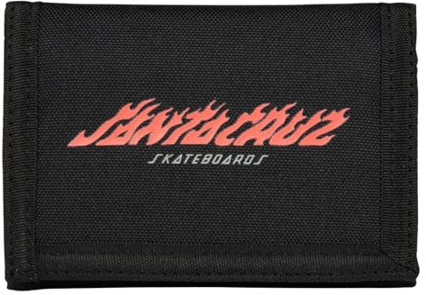 SANTA CRUZ Tri-Fold Wallet flame strip black, Schwarz , taglia unica tasca, Casual