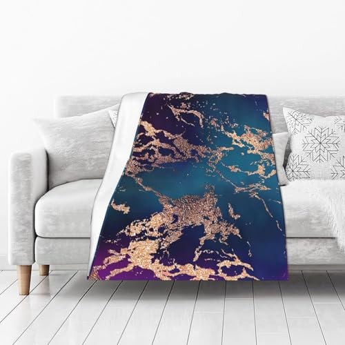 KEDDJI Purple Teal Rose Gold Marble Parties Blanket Warm Flannel Fleece Plush Soft Sofa Throw Blanket As Bed Cover/Bed Sheets 102 X 127 cm