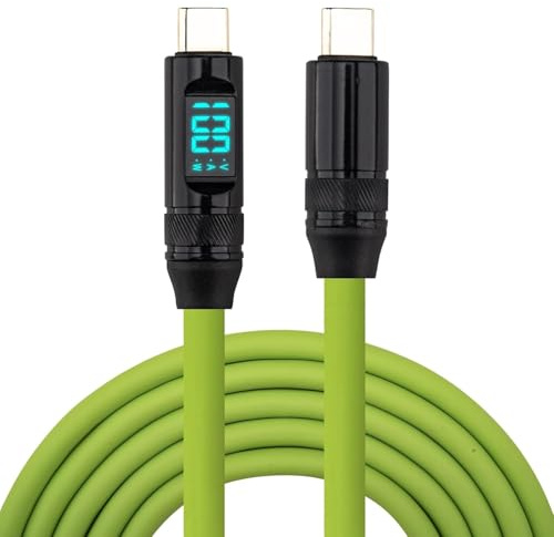 Leehitech 1.5M 100W USB C auf USB C Kabel, 20Gbps USB C 3.2 Ladekabel with LED Display, 8K@60Hz PD 5A Schnellladekabel Datenkabel für iPhone 16/15 Pro Max, Galaxy S24 S23, Tablets, Pixel(Grün)