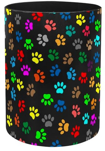 Eslifey Iron Pen Holder, Colorful Animal Dog Cat Paw Pattern Pencil Holder Cup, Desk Accessories Holder Makeup Brush Storage Organizer