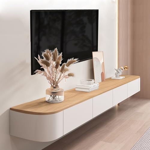 XDCXYD Mueble De TV Flotante De Varios Tamaños Mueble De TV con Parte Trasera Hueca Estantes De Almacenamiento Mueble De TV Montado En La Pared Armarios(Wood,200 * 20 * 24CM)
