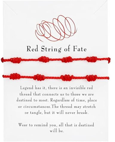 2 pezzi Bracciale di coppia in filo rosso, bracciale a 7 nodi, bracciale portafortuna da donna, regalo di coppia, bracciale in filo rosso del destino