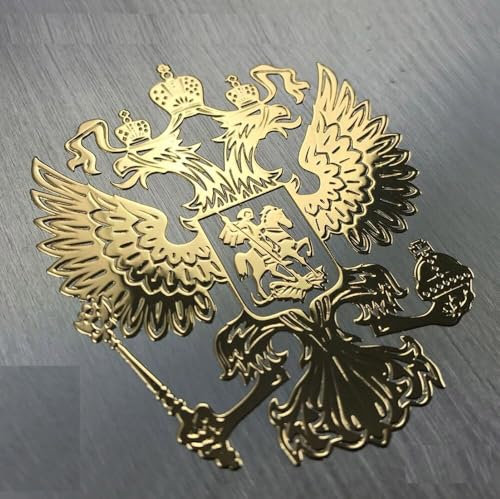 3D Auto Emblem Aufkleber Russland Wappen Gold Adler Sticker Logo Russia