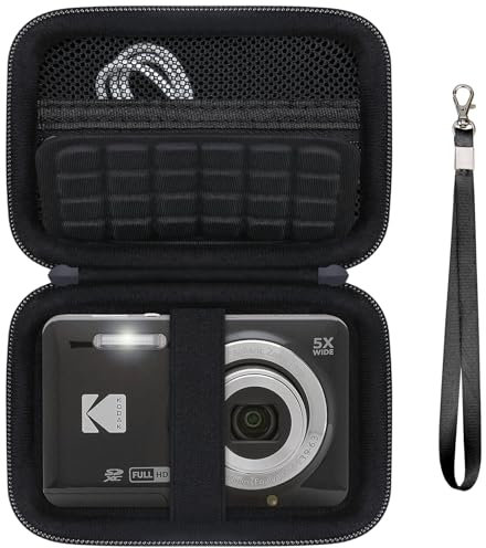 Supmay Digital Camera Case Compatible with Kodak PIXPRO FZ45 FZ55 FZ53 FZ43 Digital Camera, Vlogging Camera Storage Holder Travel Bag with Mesh Pocket for Battery, USB Cable, SD Card, Black