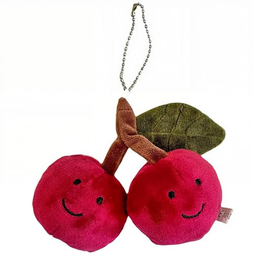 DEZP bag charms schlüsselanhänger plüsch Schlüsselanhänger Bag Charms Plush Keychain Taschen Anhänger Kinder Geschenk Tasche Dekoration Tolle Geschenk Idee(Kirsche)