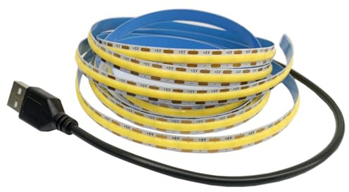 TOPXCDZ 5 V USB COB Led Streifen Licht weiß 300 Leds flexible Band DC Nacht Lampe TV Hintergrundbeleuchtung Wohnkultur für Schlafzimmer, Unterschrank, Küche (White, 3M)
