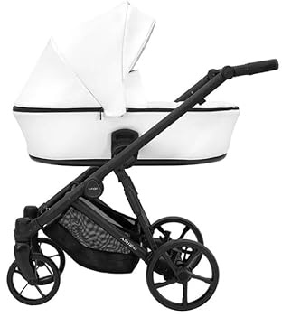 Kinderwagen Arizo 12 White Eco, schwarzer Rahmen