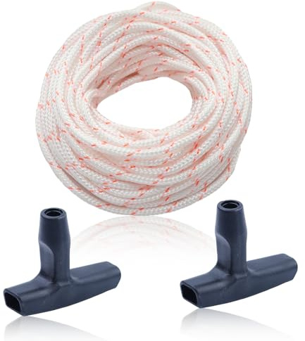 Haishine 10 Meter 3,5mm Starterseil Kit Zugseil für Stihl/Husqvarna/Craftsman Kettensägen Rasenmäher Freischneider mit 2 Startgriffen