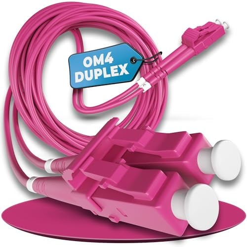 Conectra® - 2m Glasfaserkabel OM4 | Duplex | LC/UPC auf LC/UPC | Farbe Magenta | ideal für Unternehmensnetzwerke | LWL Lichtwellenleiter Glasfaser Verlängerung (Länge 2 Meter)