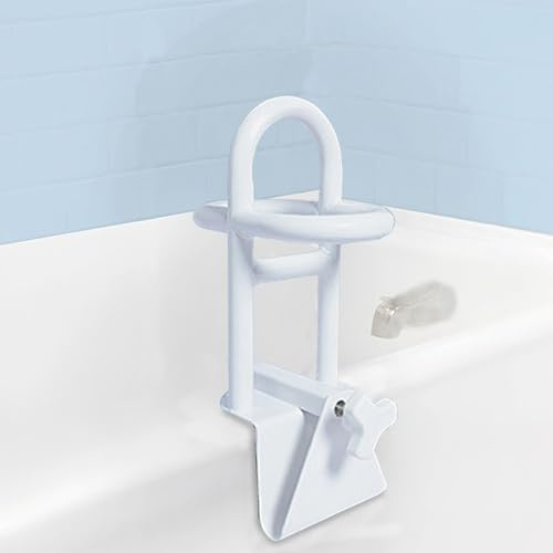 Haltegriff Bad Verstellbar 8-17 cm, Haltegriff Badewanne Senioren Ohne Bohren, Badewannen Einstiegshilfe für Senioren Bis 150 KG Belastbare, für Ältere Menschen, Schwangere, Weiß