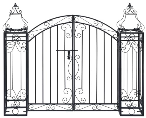 Gecheer Ornamental Garden Gate Wrought Iron 122x20.5x100 cm Garden Gate Model49419