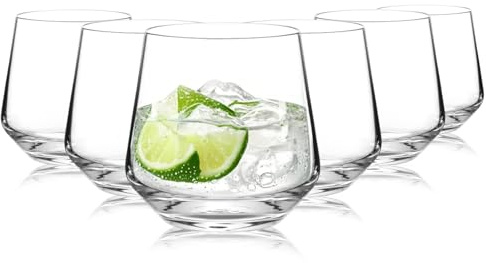 Ausune Glassware Tumbler Set, 410 ML/Set of 6 for Whiskey Glasses Glass Cups Juice Scotch, Cocktail Set, Home & Bar Gift, Durable Set Glass Cup