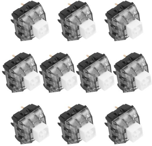 TOBBOMEY Weiße V2 Mechanische Gaming Tastaturschalter 10 Stück Taktile klick Schalter mit Langlebigem Schaftkörper Geräuscharm fürpc und Büro
