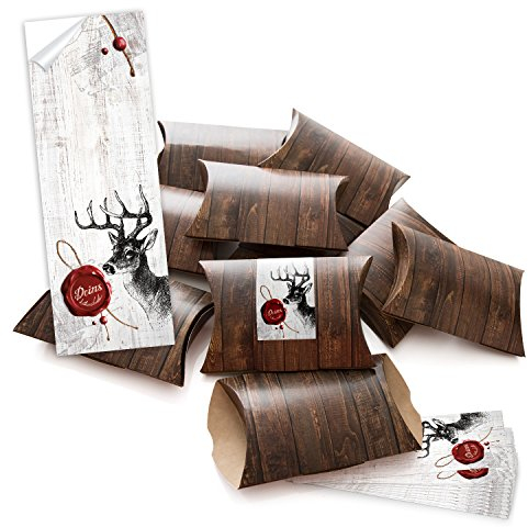 Logbuch-Verlag 10 kleine Geschenk Schachtel give-away Kunden Mitarbeiter Weihnachten Verpackung 14,5 x 10,5 x 3 cm braun rot Box
