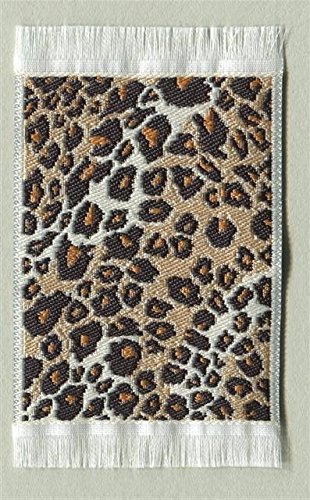 Miniatur Teppich, reines Polyester für Krippe, Puppenhaus, Leopardenmuster 5x8cm
