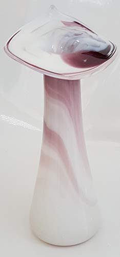 Oberstdorfer Glashütte Fliederfarbene Vase mundgeblasen schmale Buntglas Blumenvase violett Weiss für einzelne Lange Blumen Kristallglas Höhe ca. 28 cm