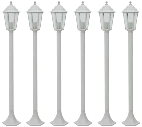 vidaXL 6x Pollerleuchte Weiß Gartenleuchte Standleuchte Außenleuchte Lampe