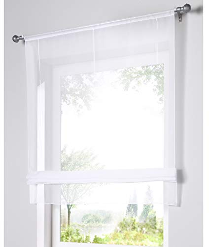 SIMPVALE Cortina de Ventana de Estilo Romano, Decoración de Interiores, para Cocina, Dormitorio, Sala de Estar y Balcón, Blanco, Ancho 80cm/Altura 155cm