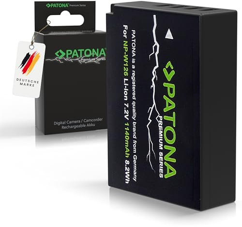 PATONA Premium NP-W126 Batterie 1140 mAh Compatible avec Fujifilm FinePix HS50EXR HS30EXR X100F X100V X-T1 X-T2 X-T3 X-T20 X-T30 II X-Pro1 X-Pro3 X-E1 X-E4 X-A1 X-A7 X-H1 NPW1 26S W1 26 kg