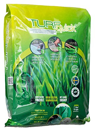 TURFquick Villa Classic, Rasenmatte, Rasenvlies, Matte mit integrierten Rasensamen, für eine einfache Aussaat und zur Hangbefestigung 0,8 m x 12,5 m (10m²)