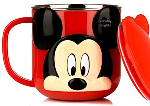 Everyday Delights 3D Mickey Red Langlebiger Edelstahl-Isolierbecher mit Deckel, 250 ml