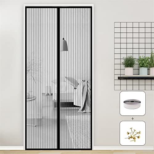 AMZERO Fliegengitter Tür Magnetisch Balkontür, 80x190cm Insektenschutz FliegengittertüR Ohne Bohren Frei Magnetisch für Balkontür Wohnzimmer Terrassentür, Schwarz A