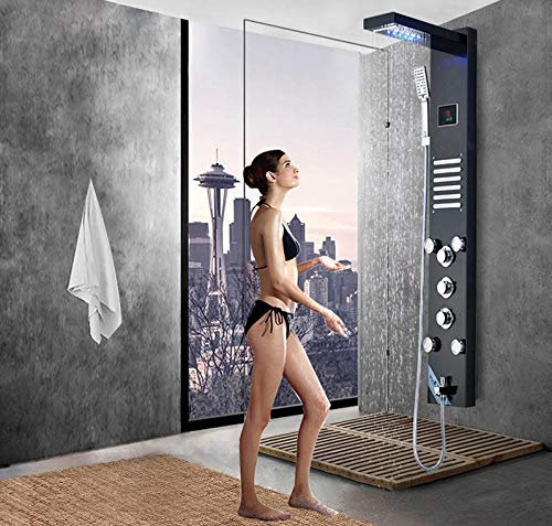 Huin Pommeau de douche cascade panneau de colonne de douche support mural avec/jets de massage Para salle de bain douche douche