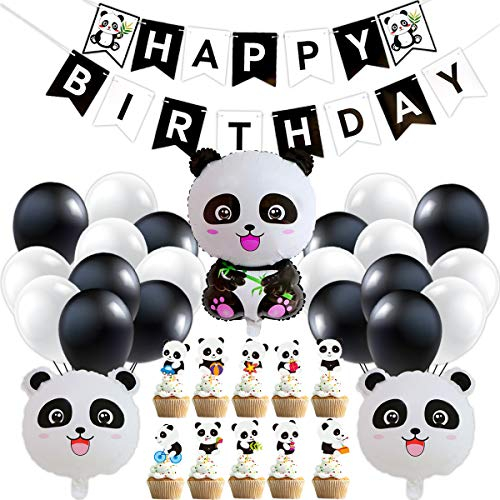 Panda-Dekorationsset für Geburtstagsparty, Panda Party Dekorationen gehören Panda Mylar Balloons, Kindergeburtstag Deko Panda Geburtstag Dekoration Set für Mädchen, Panda Themen Babyparty
