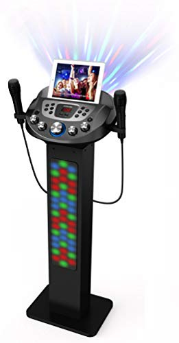 Starion KS829-B - Máquina de Karaoke Bluetooth con diseño de pedestal con espectáculo de luz, Dos micrófonos de Karaoke