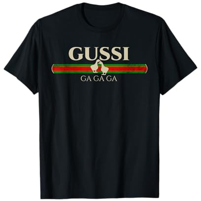 GUSSI Gänse Russland T-Shirt - Luxus, Lustig, Unisex, Schwarz, S, Kurzarm, V-Ausschnitt, Classic V-Neck Novelty T-Shirt